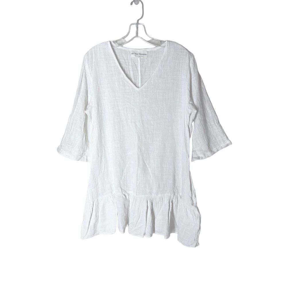 All That Remains Cotton Gauzy Midi Dress White Australian Sustainable AU12/US 8